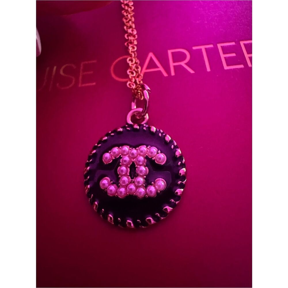 Chanel Black & Gold Pearl Medallion Necklace
